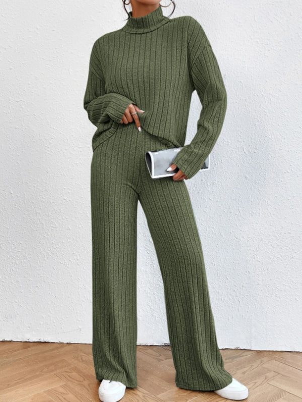 Blue Zone Planet | high collar knitted long sleeve knitted two-piece set BLUE ZONE PLANET