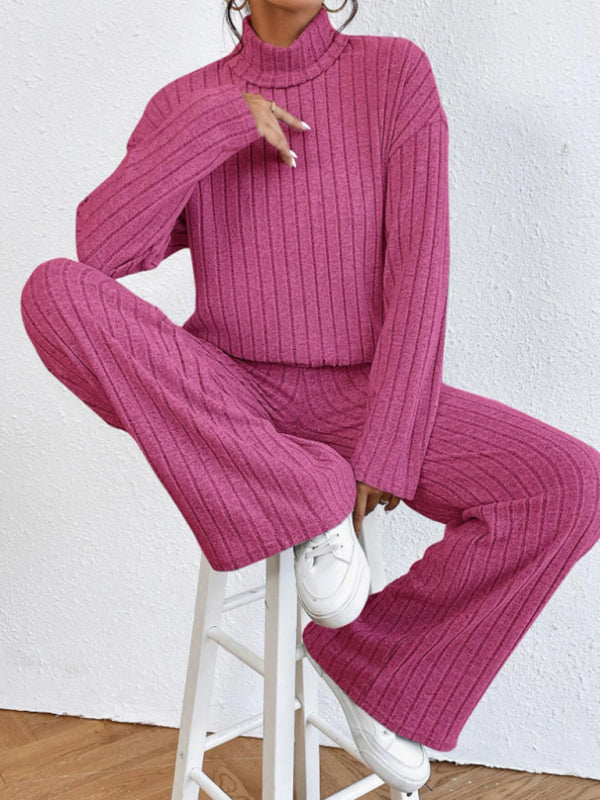 Blue Zone Planet | high collar knitted long sleeve knitted two-piece set BLUE ZONE PLANET