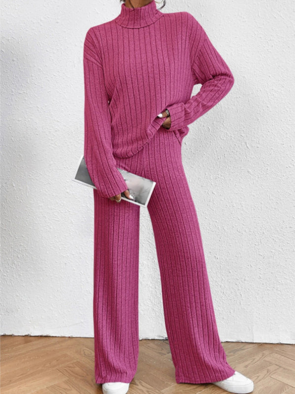 Blue Zone Planet | high collar knitted long sleeve knitted two-piece set BLUE ZONE PLANET
