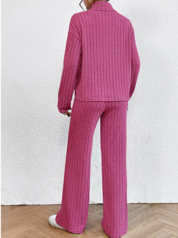 Blue Zone Planet | high collar knitted long sleeve knitted two-piece set BLUE ZONE PLANET