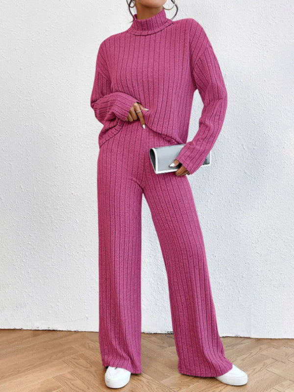Blue Zone Planet | high collar knitted long sleeve knitted two-piece set BLUE ZONE PLANET