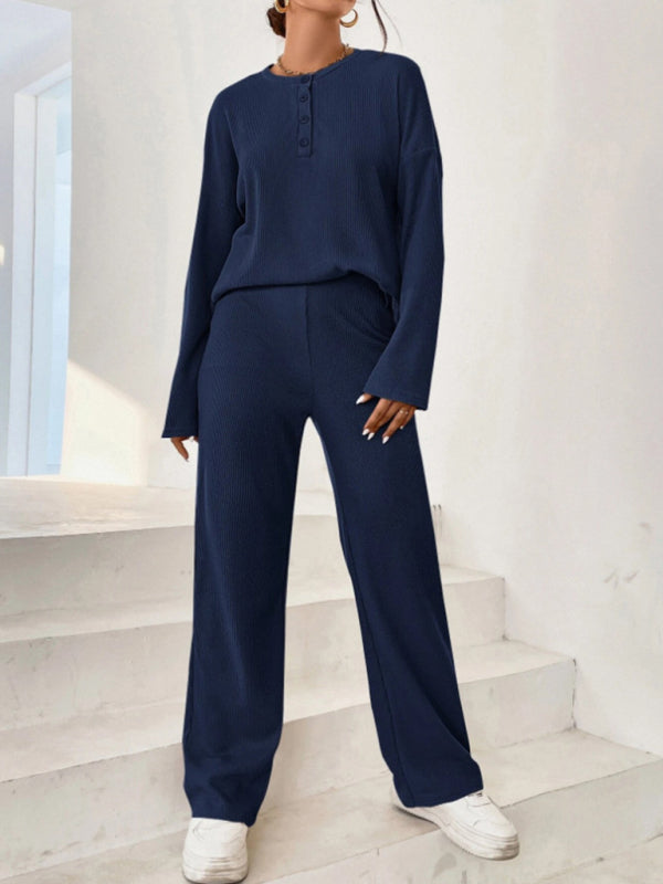 Blue Zone Planet | round neck pullover sweatshirt and trousers two-piece set BLUE ZONE PLANET