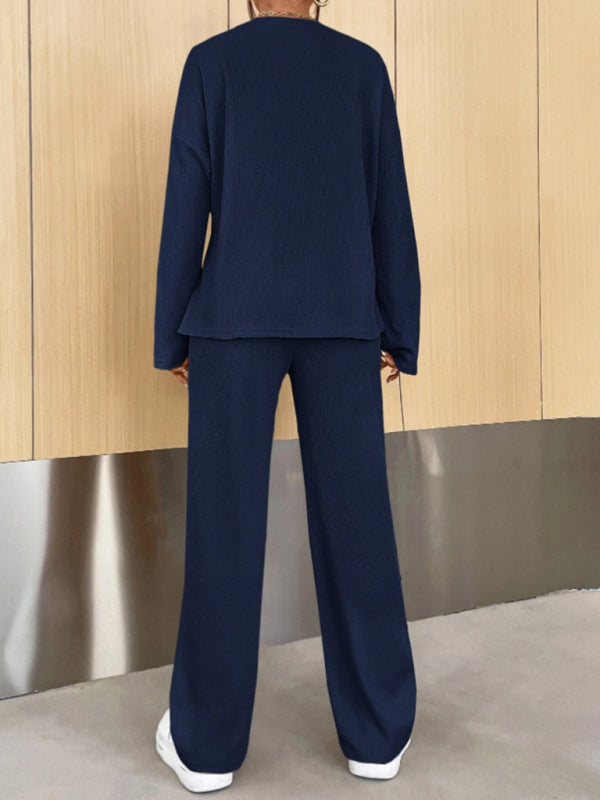 Blue Zone Planet | round neck pullover sweatshirt and trousers two-piece set BLUE ZONE PLANET