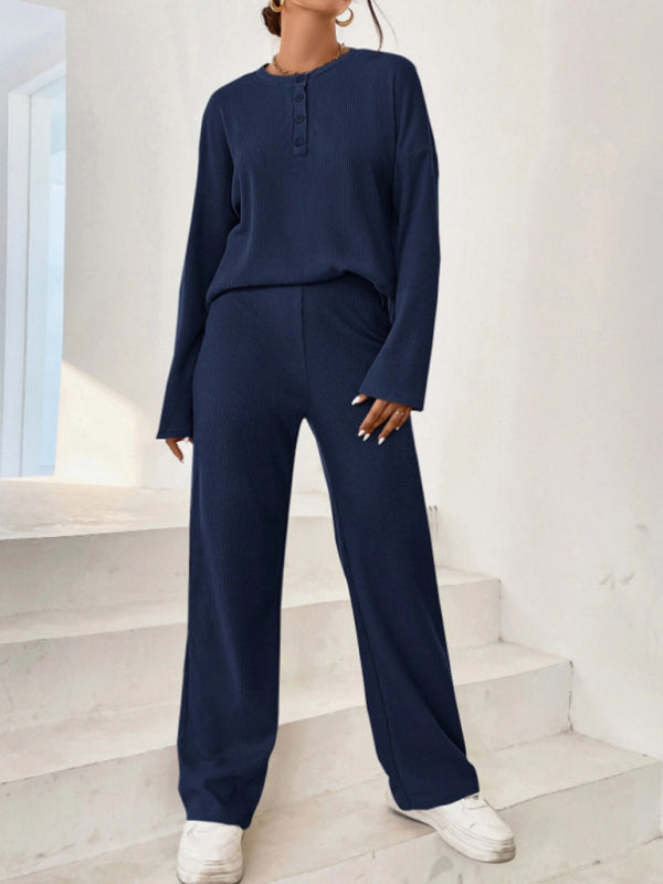 Blue Zone Planet | round neck pullover sweatshirt and trousers two-piece set BLUE ZONE PLANET