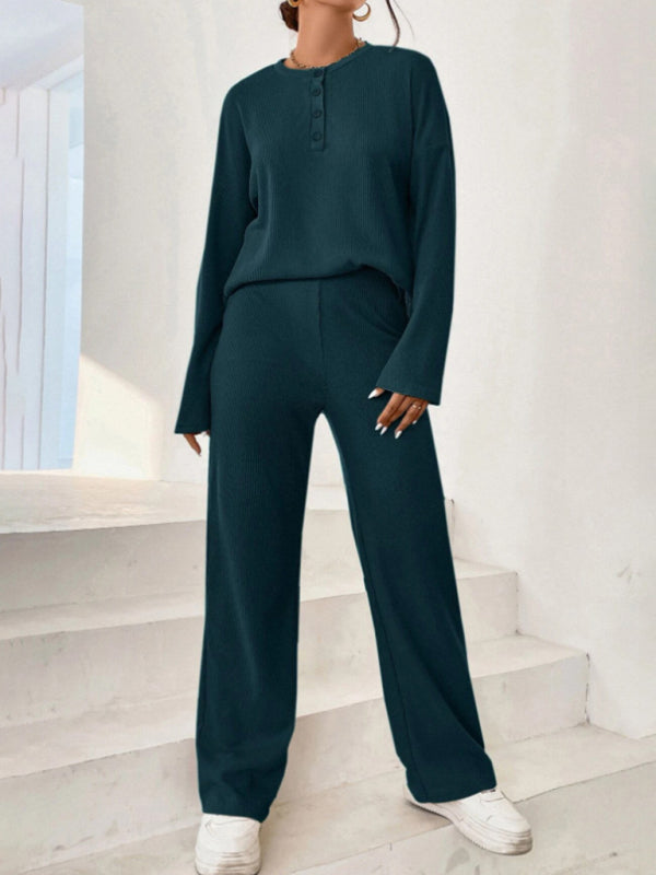 Blue Zone Planet | round neck pullover sweatshirt and trousers two-piece set BLUE ZONE PLANET