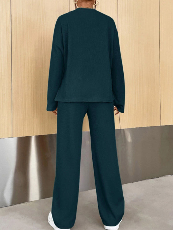 Blue Zone Planet | round neck pullover sweatshirt and trousers two-piece set BLUE ZONE PLANET