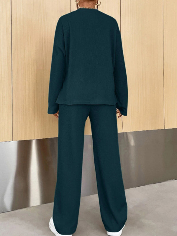 Blue Zone Planet |  round neck pullover sweatshirt and trousers two-piece set BLUE ZONE PLANET