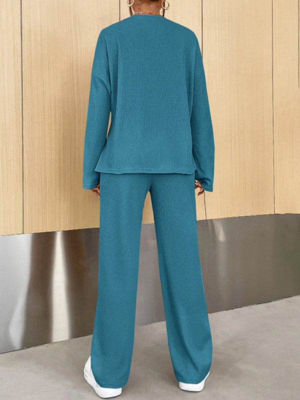 Blue Zone Planet |  round neck pullover sweatshirt and trousers two-piece set BLUE ZONE PLANET