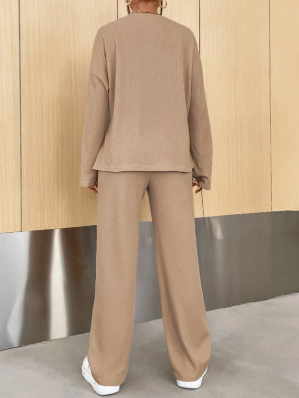 Blue Zone Planet | round neck pullover sweatshirt and trousers two-piece set BLUE ZONE PLANET