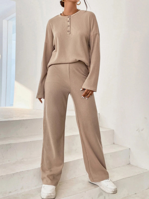 Blue Zone Planet | round neck pullover sweatshirt and trousers two-piece set BLUE ZONE PLANET