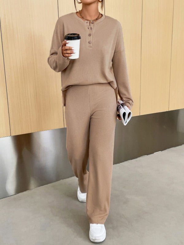Blue Zone Planet | round neck pullover sweatshirt and trousers two-piece set BLUE ZONE PLANET