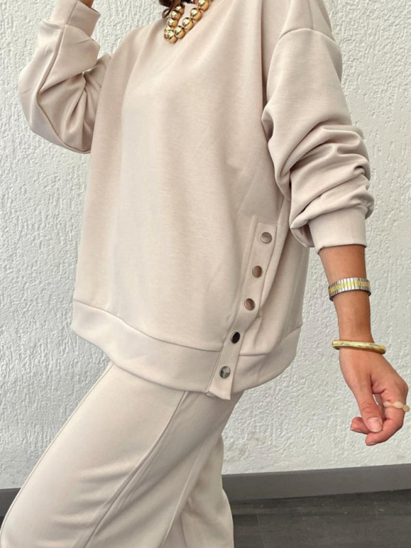 Blue Zone Planet | round neck pullover sweatshirt and trousers two-piece set BLUE ZONE PLANET