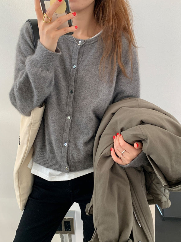 round neck layered knitted cardigan BLUE ZONE PLANET