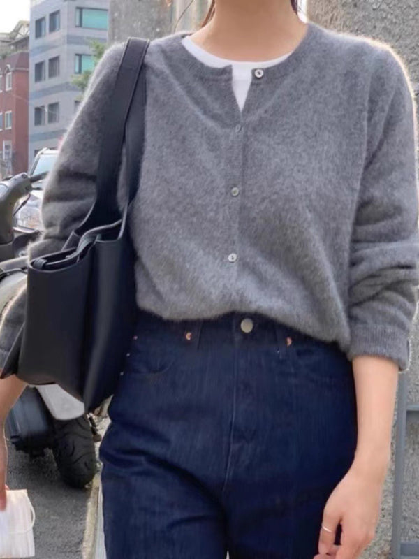 round neck layered knitted cardigan BLUE ZONE PLANET