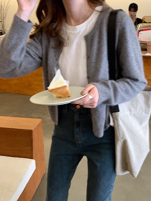 round neck layered knitted cardigan BLUE ZONE PLANET