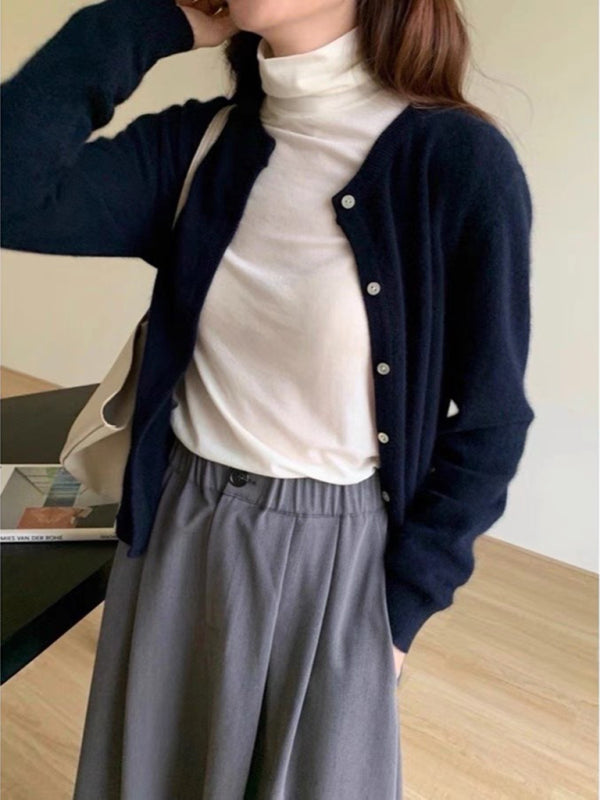 round neck layered knitted cardigan BLUE ZONE PLANET