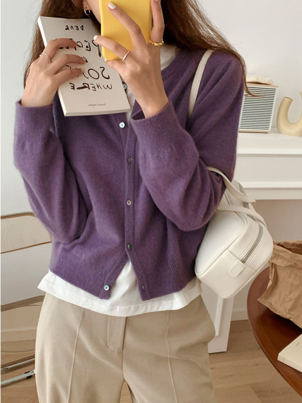 round neck layered knitted cardigan BLUE ZONE PLANET