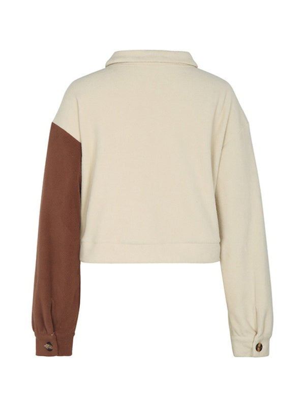 New women's color block polar fleece jacket kakaclo