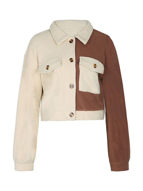 New women's color block polar fleece jacket kakaclo