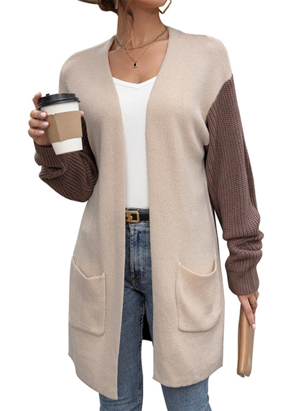 New women's color block sweater jacket kakaclo