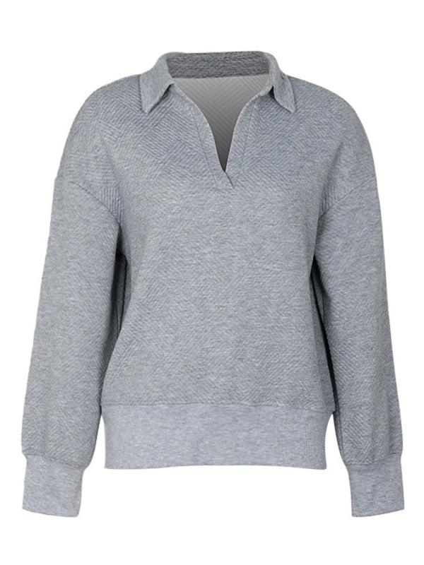 Blue Zone Planet | solid color lapel gray sweatshirt BLUE ZONE PLANET