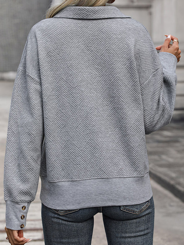 Blue Zone Planet | solid color lapel gray sweatshirt BLUE ZONE PLANET