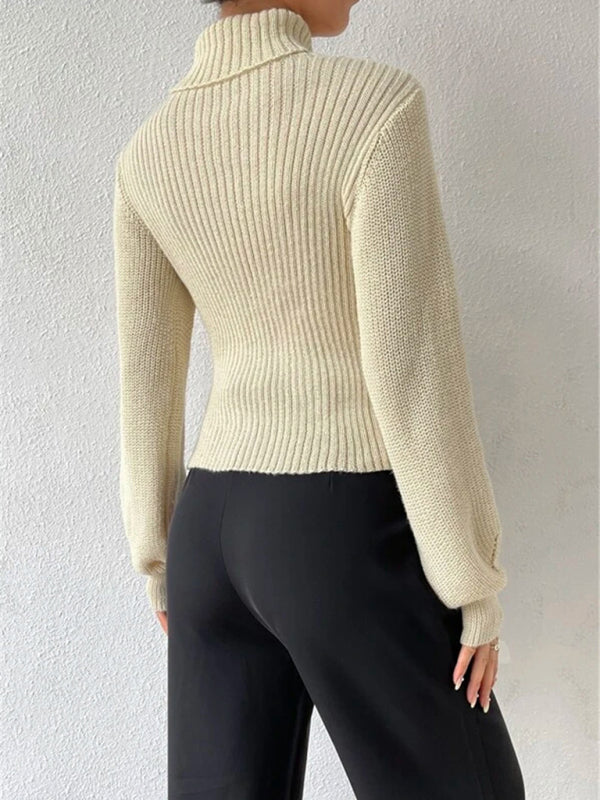 Blue Zone Planet | loose versatile sweater turtleneck hollow sweater outer top BLUE ZONE PLANET