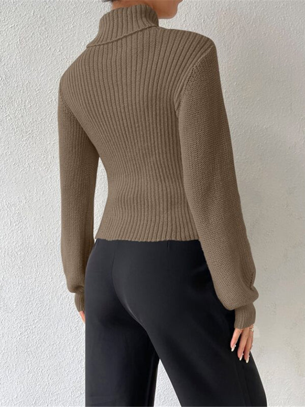 Blue Zone Planet | loose versatile sweater turtleneck hollow sweater outer top BLUE ZONE PLANET