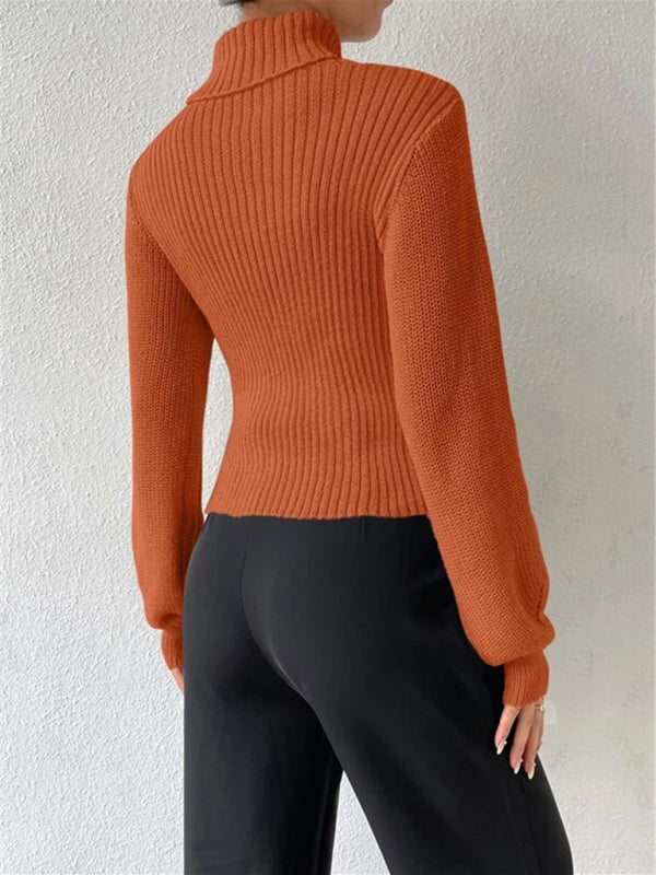 Blue Zone Planet | loose versatile sweater turtleneck hollow sweater outer top BLUE ZONE PLANET