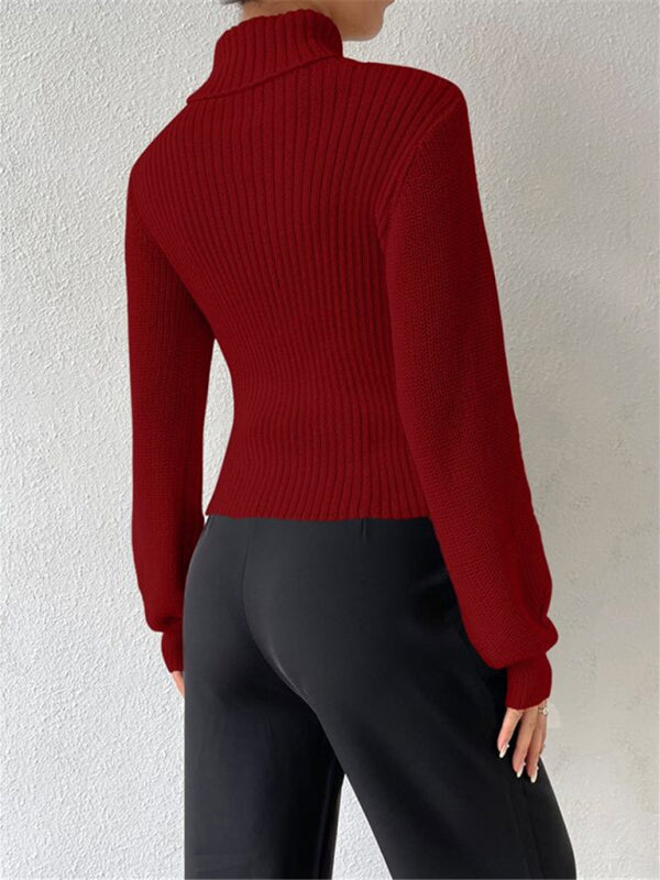Blue Zone Planet | loose versatile sweater turtleneck hollow sweater outer top BLUE ZONE PLANET