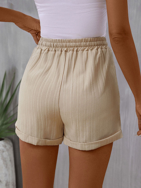 Blue Zone Planet | style lace-up pants with elastic waist and loose wide-leg shorts kakaclo