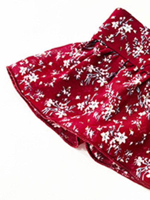 Blue Zone Planet | elegant floral square neck ruffle top BLUE ZONE PLANET