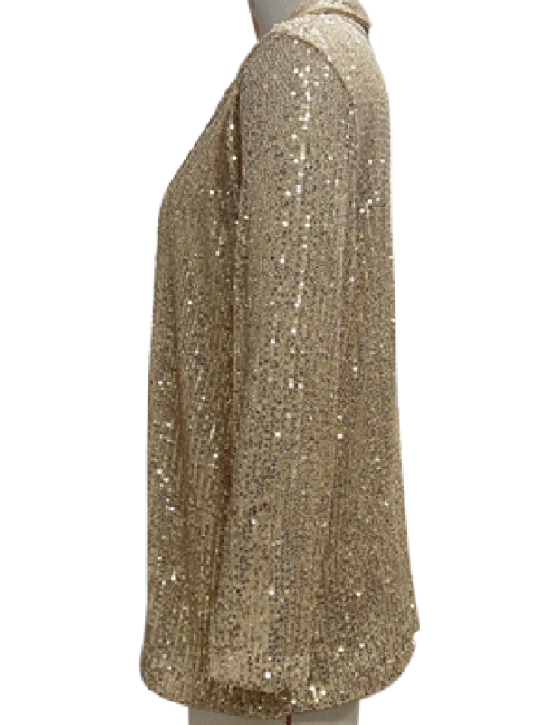 Blue Zone Planet | sequined long-sleeved mid-length lapel blazer BLUE ZONE PLANET