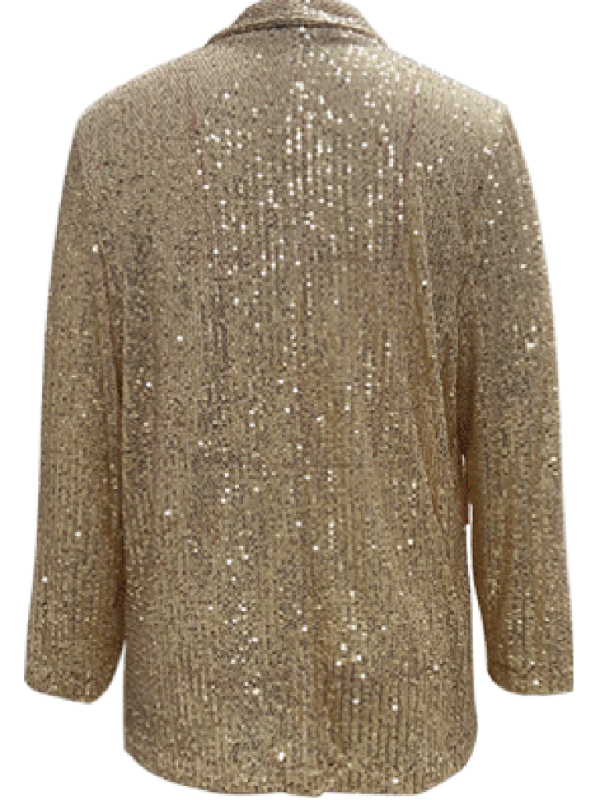 Blue Zone Planet | sequined long-sleeved mid-length lapel blazer BLUE ZONE PLANET
