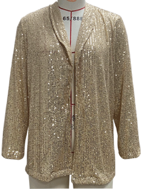 Blue Zone Planet | sequined long-sleeved mid-length lapel blazer BLUE ZONE PLANET
