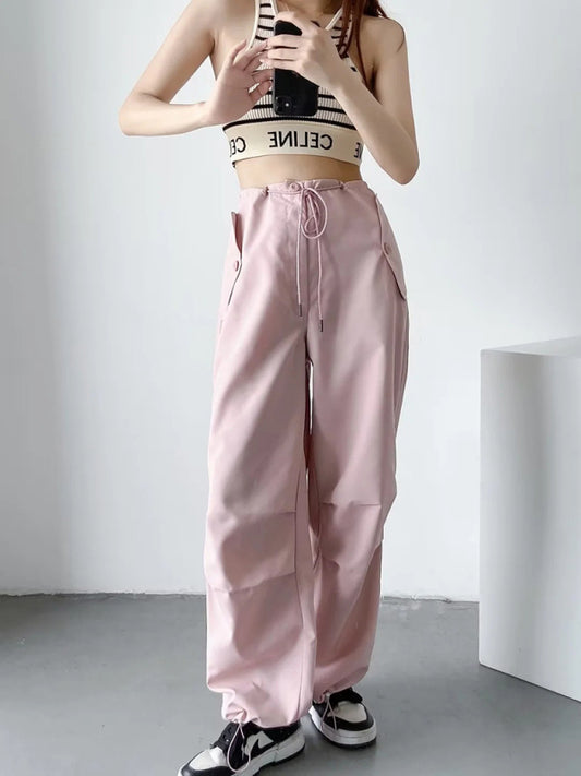 Blue Zone Planet |  Large pockets, sporty, able, loose wide-leg pants overalls BLUE ZONE PLANET