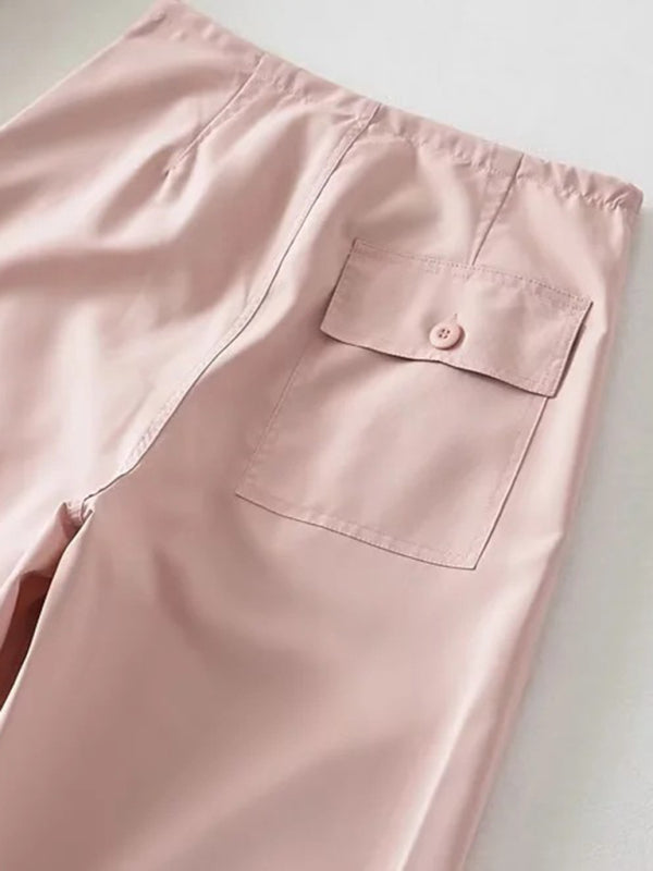 Blue Zone Planet |  Large pockets, sporty, able, loose wide-leg pants overalls BLUE ZONE PLANET