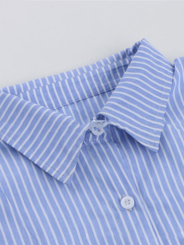 Blue Zone Planet | striped shirt and shorts two-piece set BLUE ZONE PLANET