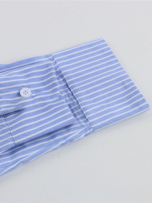 Blue Zone Planet | striped shirt and shorts two-piece set BLUE ZONE PLANET