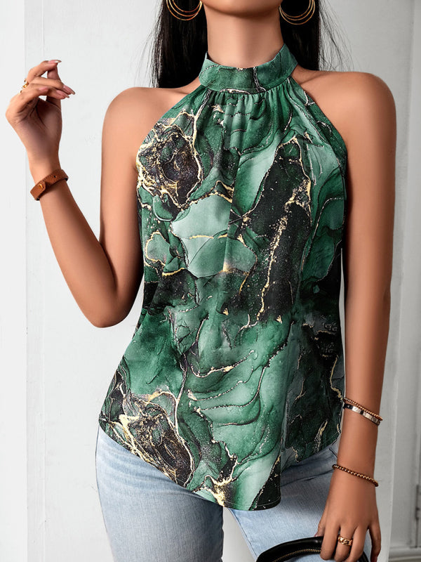 Blue Zone Planet | Elegant Sleeveless Printed Pullover tank Top BLUE ZONE PLANET