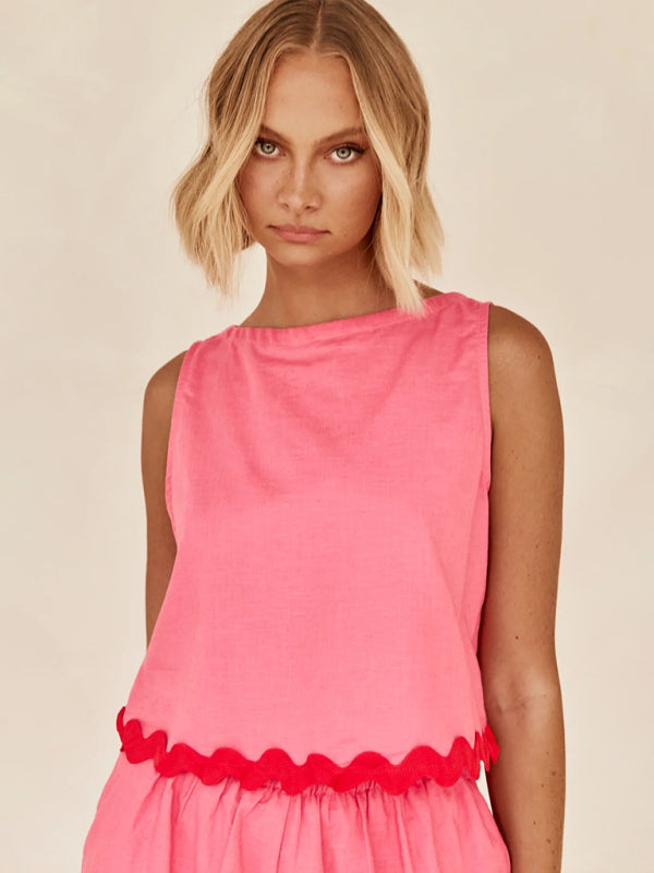 solid color sleeveless shorts two-piece suit BLUE ZONE PLANET
