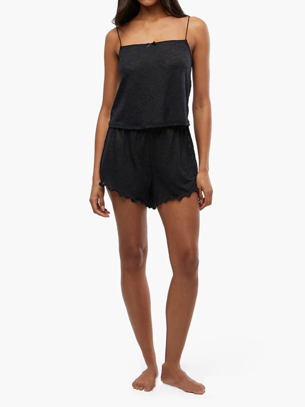 spaghetti strap lace shorts two-piece suit BLUE ZONE PLANET