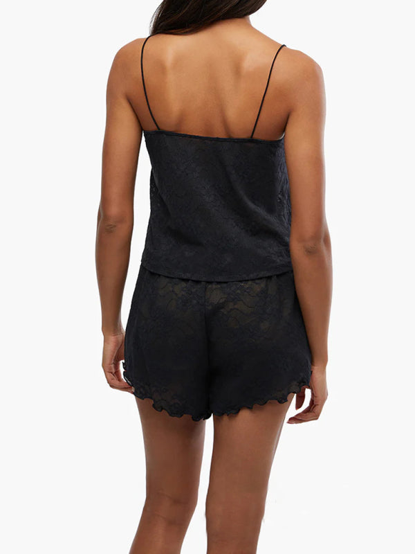 spaghetti strap lace shorts two-piece suit BLUE ZONE PLANET