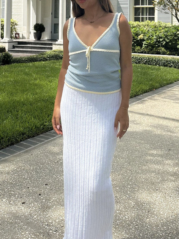 Blue Zone Planet | and deep V bow lace vest BLUE ZONE PLANET