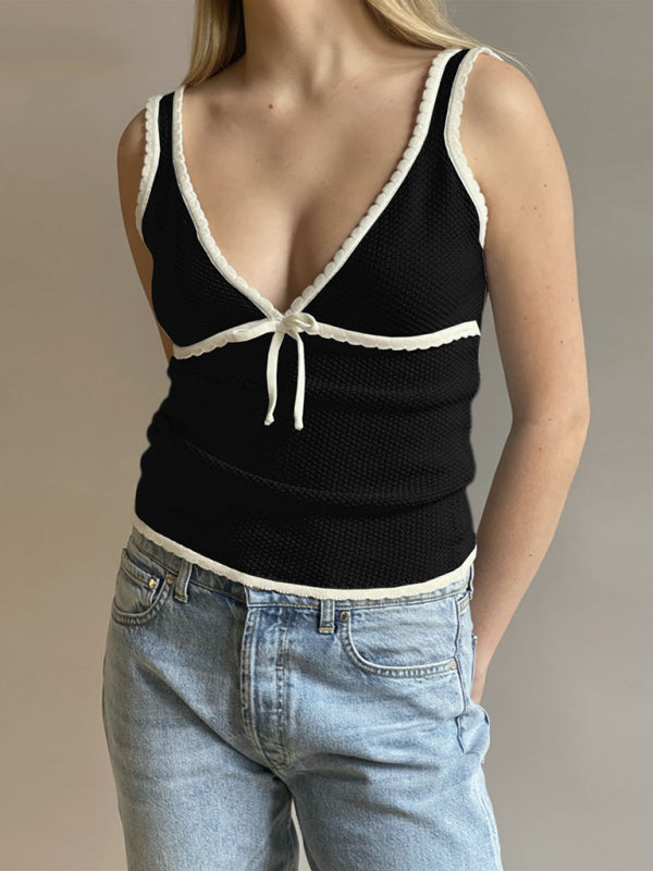 Blue Zone Planet | and deep V bow lace vest BLUE ZONE PLANET