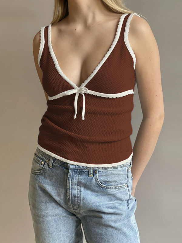 Blue Zone Planet | and deep V bow lace vest BLUE ZONE PLANET