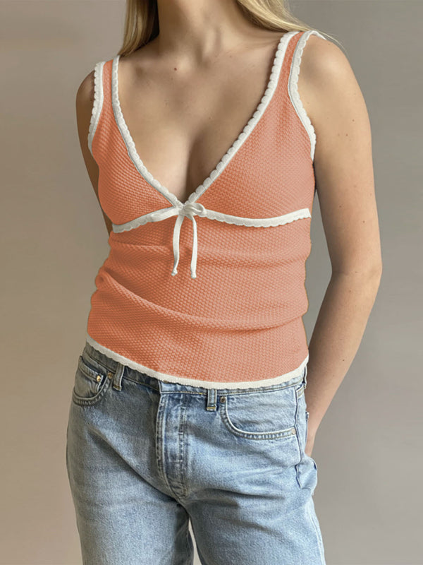 Blue Zone Planet | and deep V bow lace vest BLUE ZONE PLANET