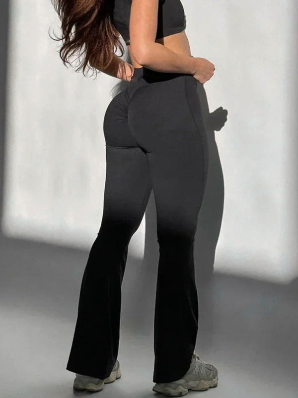 peach yoga high waist hip lifting leggings and flared pants BLUE ZONE PLANET
