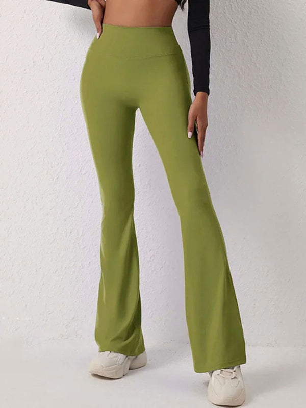 peach yoga high waist hip lifting leggings and flared pants BLUE ZONE PLANET