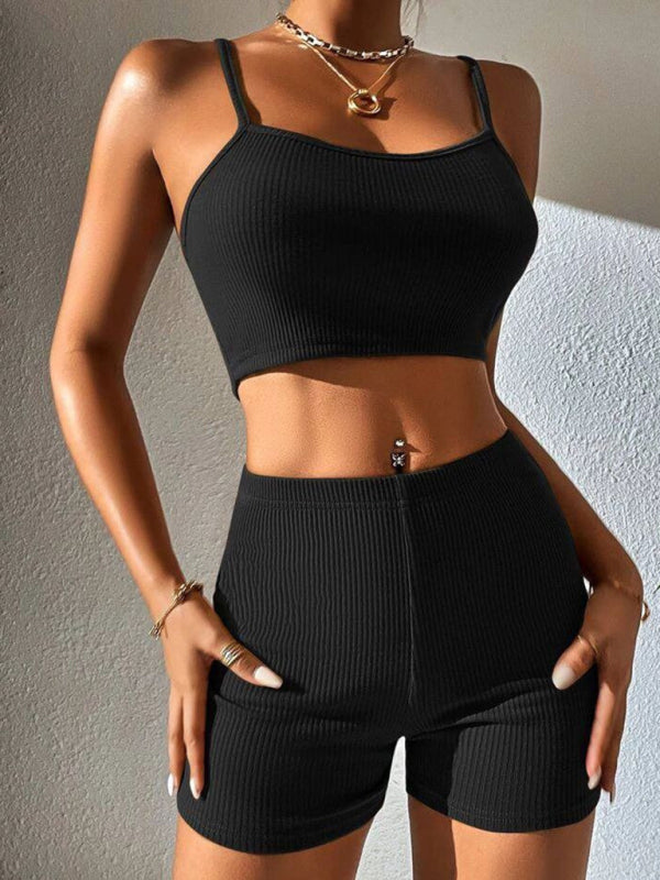 spaghetti strap shorts fashion suit yoga sports suit BLUE ZONE PLANET